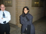 Anjali trying to keep warm (by borrowing my suit jacket)