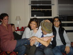 Daniele, Hannah, Stan and Anjali trying to pose for a group picture.