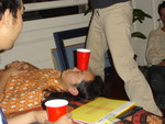 Hiroshi, demonstrating his Zen-like cup balancing technique