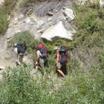 Hiking in action - from L-R: Tamsen, Sheila, and Valerie.