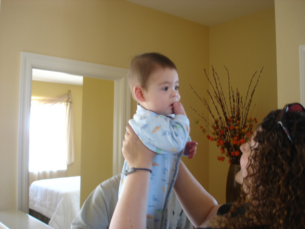 Nancy's 7-month old son Jacques, held by Beth