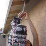 Chris hanging the "Bloody Pinata from Hell"