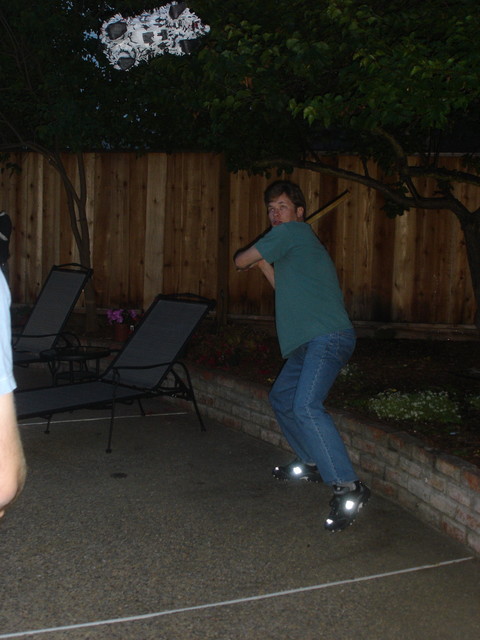 Mike gearing up for some pinata baseball