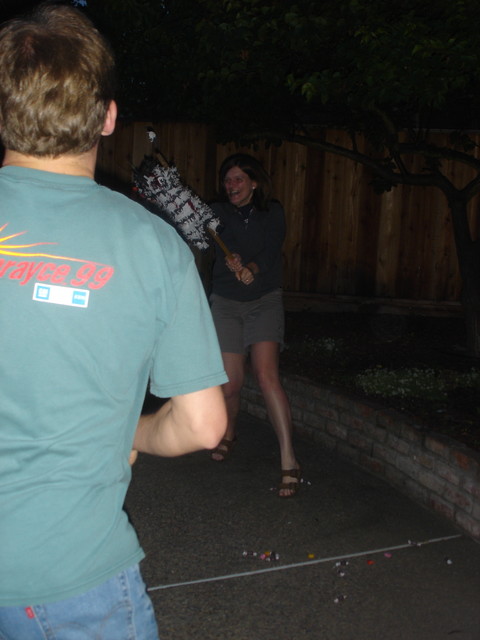 Tanya, taking a swing at pinata baseball