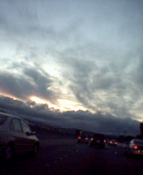 a picture of the sunset, taken while driving 65MPH on US 101 N