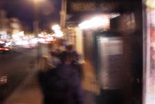 A blurry picture of M Street.